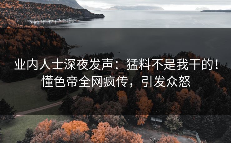 业内人士深夜发声：猛料不是我干的！懂色帝全网疯传，引发众怒