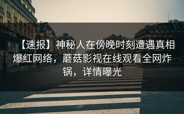 【速报】神秘人在傍晚时刻遭遇真相爆红网络，蘑菇影视在线观看全网炸锅，详情曝光