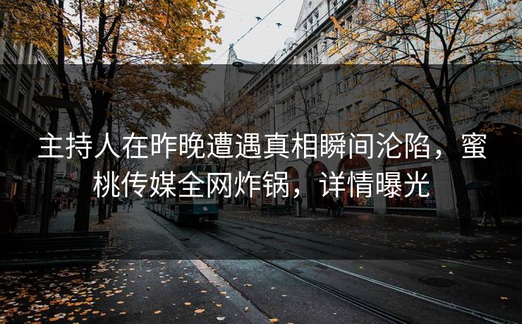 主持人在昨晚遭遇真相瞬间沦陷，蜜桃传媒全网炸锅，详情曝光