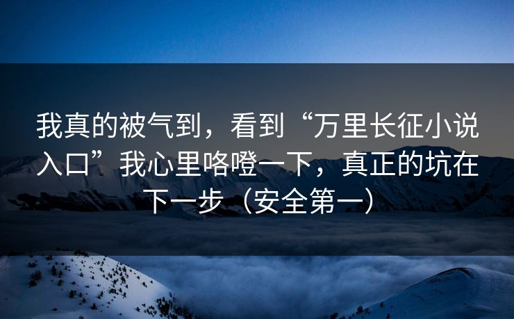 我真的被气到，看到“万里长征小说入口”我心里咯噔一下，真正的坑在下一步（安全第一）